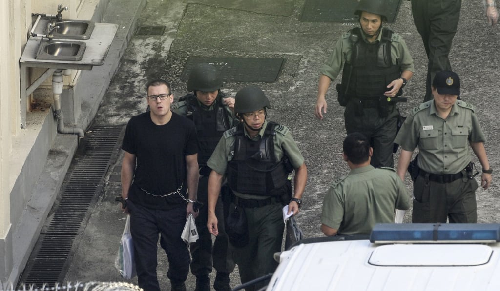 Rurik Jutting is seen at Lai Chi Kok prison. Photo: SCMP Pictures