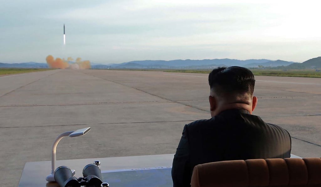 This undated photograph released by North Korea’s official news agency in September shows leader Kim Jong-un inspecting a missile launch. Pyongyang’s nuclear programme is a growing concern for both China and South Korea. Photo: AFP