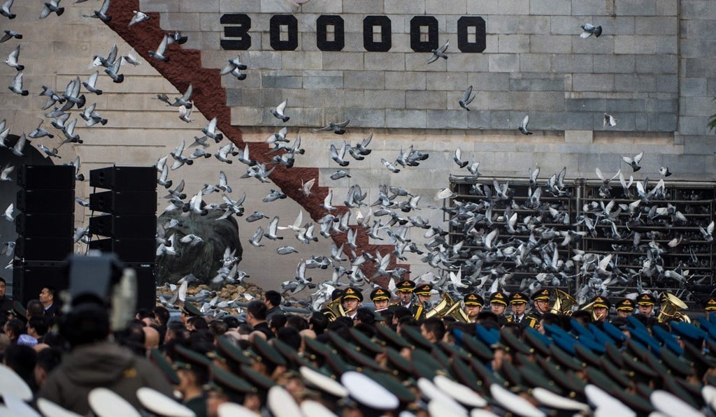 Doves are released during a memorial ceremony at the Nanjing Massacre Memorial Hall on Wednesday, the 80th anniversary of the Nanking massacre. Photo: AFP Doves are released during a memorial ceremony at the Nanjing Massacre Memorial Hall on Wednesday, the 80th anniversary of the Nanking massacre. Photo: AFP