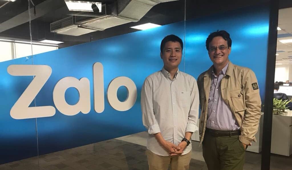 Quang Khai, left, the executive vice-president of the Vietnamese conglomerate VNG, poses with Karim Raslan at the company’s corporate office. Photo: Karim Raslan