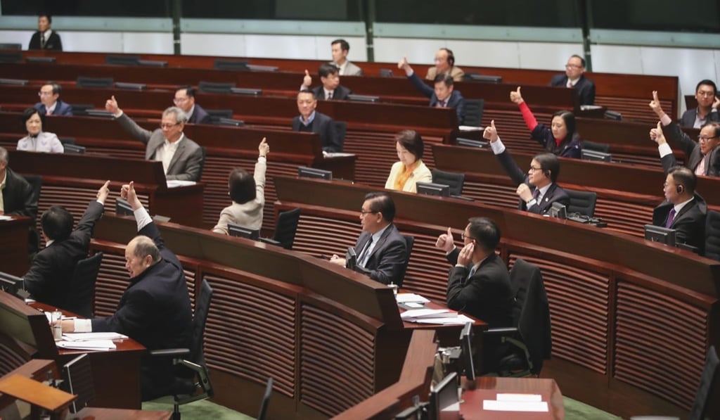 Lawmakers voting in the amendments to Legco’s rule book on Friday. Photo: Edward Wong