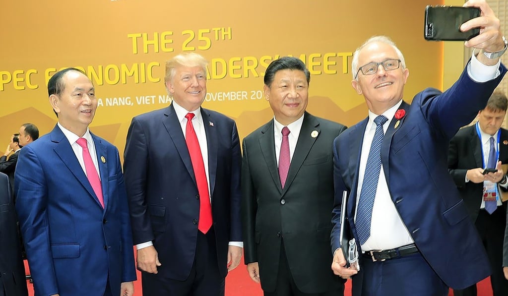 Australian Prime Minister Malcolm Turnbull takes a selfie with President Xi Jinping, US President Donald Trump and Vietnamese President Tran Dai Quang at an APEC meeting last month.