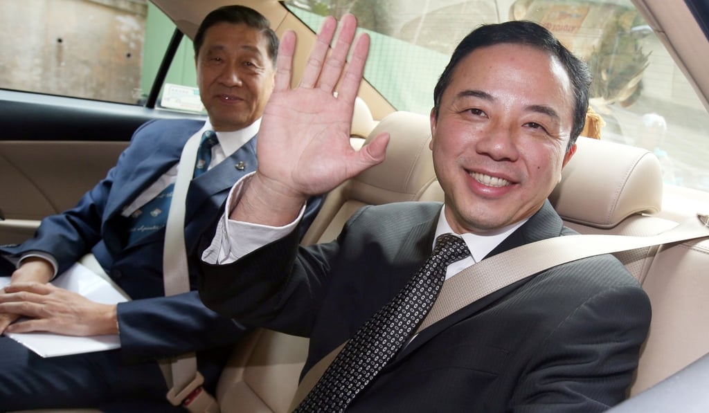 Professor Zhang Xiang (right) arrives a council meeting at the University of Hong Kong. Photo: David Wong