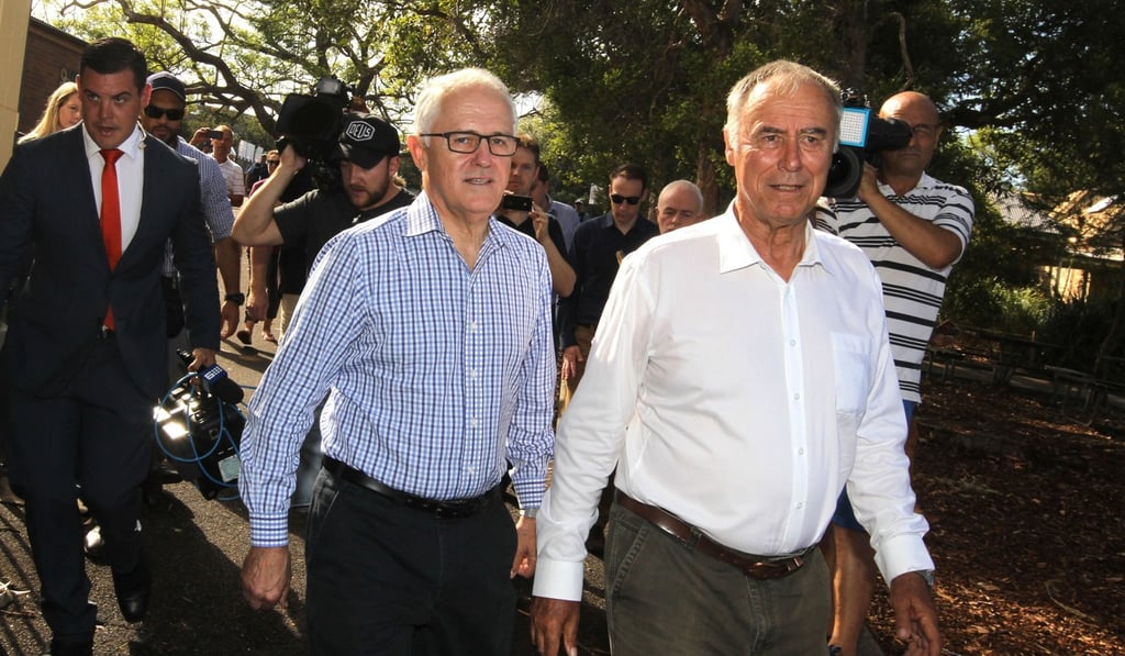 Liberal candidate for Bennelong John Alexander with Australian Prime Minister Malcolm Turnbull in Sydney. Photo: EPA Liberal candidate for Bennelong John Alexander with Australian Prime Minister Malcolm Turnbull in Sydney. Photo: EPA