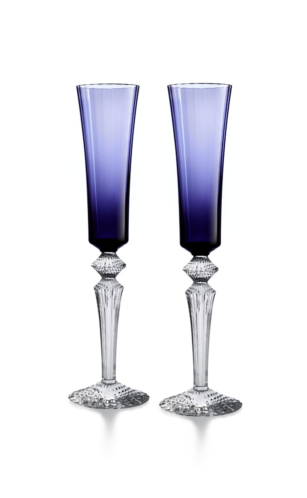 The signature of the Mille Nuits collection of Champagne flutes is the elegant diamond-cut centre, which sits just between the bowl and the top of the stem. The name is a reference to the Arabic tales, One Thousand and One Nights. Price on request