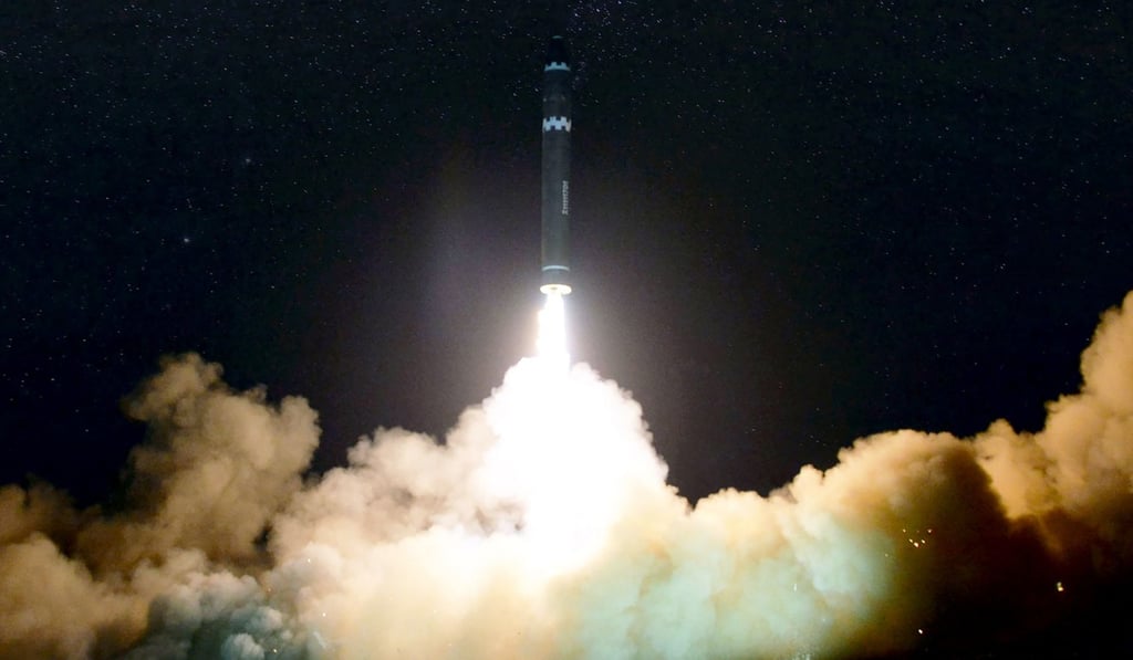 North Korea launches a Hwasong-15 missile, said to be capable of reaching all parts of the United States. Photo: AFP