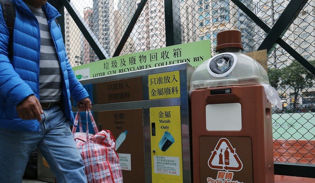Recycling bins in Mong Kok. Photo: Dickson Lee