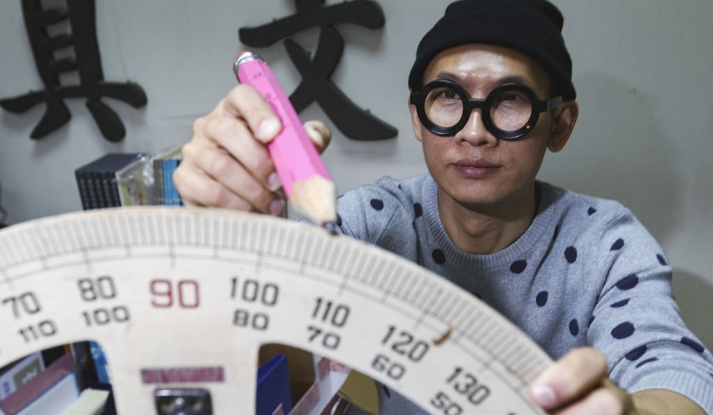 Joel Chung is very selective about the types of stationery he distributes to children. Photo: Nora Tam