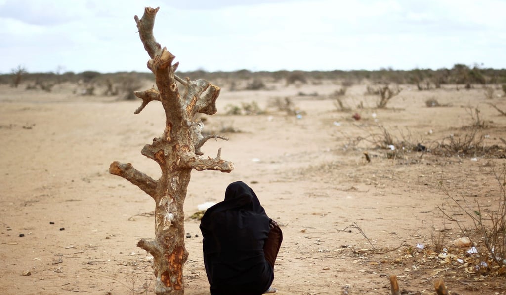 A pregnant Somali woman sits by a tree trunk at UNHCR's Ifo Extension camp outside Dadaab, Kenya. Scientists say climate change could dramatically increase the number of people seeking asylum in Europe. Photo: AP A pregnant Somali woman sits by a tree trunk at UNHCR's Ifo Extension camp outside Dadaab, Kenya. Scientists say climate change could dramatically increase the number of people seeking asylum in Europe. Photo: AP