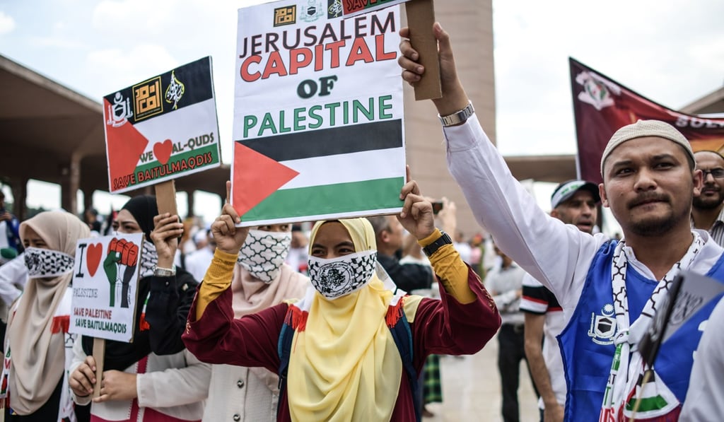 The rally against US President Donald Trump's decision to recognise Jerusalem as the capital of Israel, in Putrajaya, Malaysia, 22 December 2017. Photo: EPA