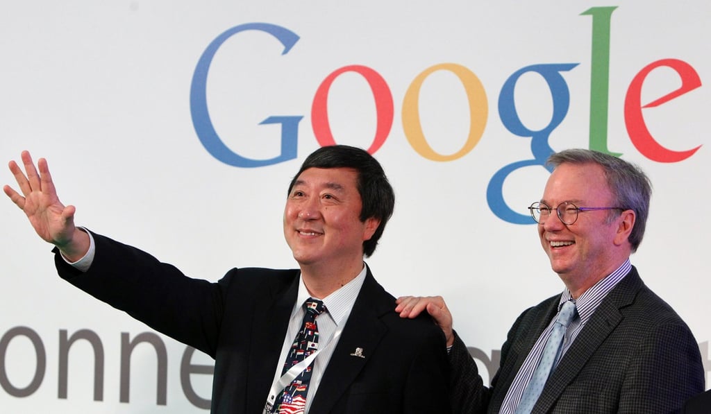 Joseph Sung Jao-yiu, Vice-Chancellor of the Chinese Unviersity of Hong Kong with Eric Schmidt in Hong Kong in 2013. Photo: SCMP