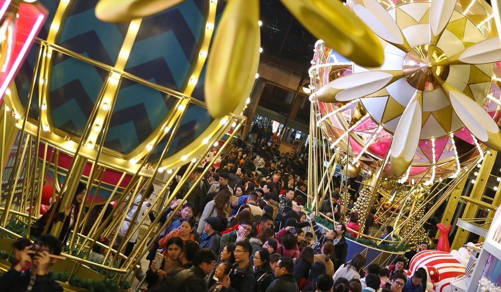 Tourists and local families thronged Hong Kong’s shopping malls over the festive period. Photo: Nora Tam