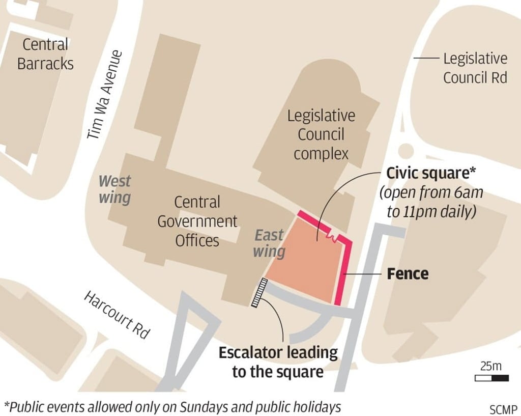 The location of “Civic Square” outside the government offices The location of “Civic Square” outside the government offices