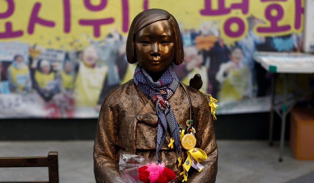 A ‘comfort woman’ statue in front the Japanese embassy in Seoul. Photo: Reuters