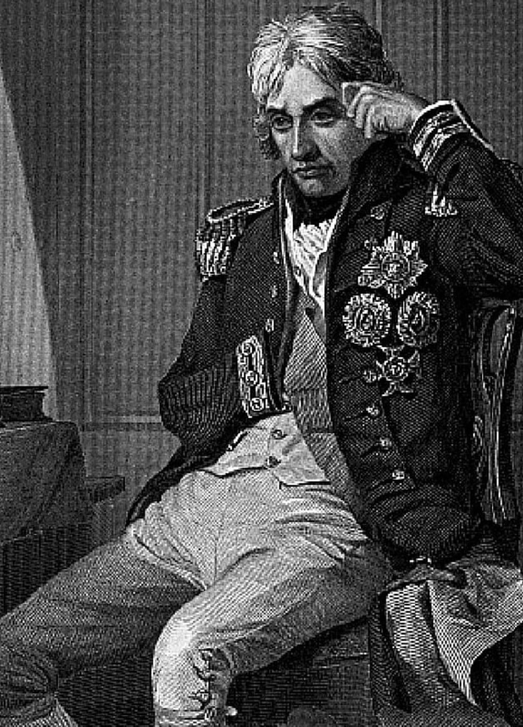 A black and white drawing of Horatio Nelson, is seen in this handout photograph. Photo: Handout