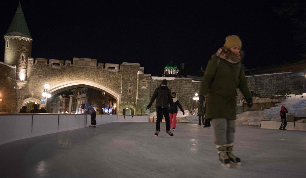 People ice skate in Quebec City as an extreme cold warning went into effect on Wednesday. Photo: Agence France-Presse