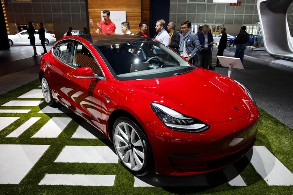 A Tesla Inc. Model 3 vehicle stands on display during AutoMobility LA ahead of the Los Angeles Auto Show in Los Angeles, California, U.S. Photo: Bloomberg
