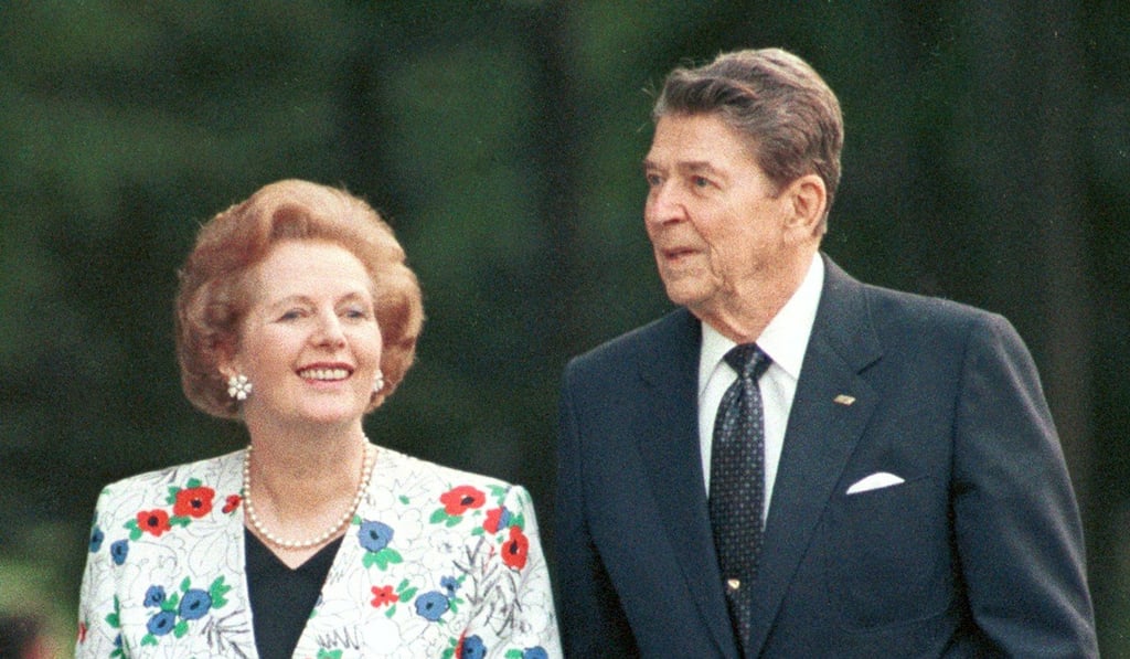 The US president Ronald Reagan walks with then British prime minister Margaret Thatcher during the annual G7 Summit in Toronto, Canada, in June 1988. Photo: Reuters