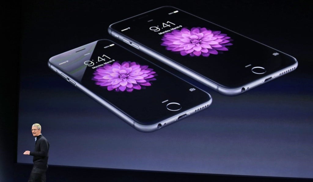 In this March 9, 2015, file photo, Apple CEO Tim Cook talks about the iPhone 6 and iPhone 6 Plus during an Apple event in San Francisco. Photo: AP