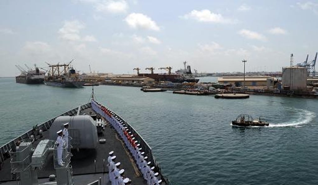 Chinese destroyer at a port in Djibouti. Photo: Handout.