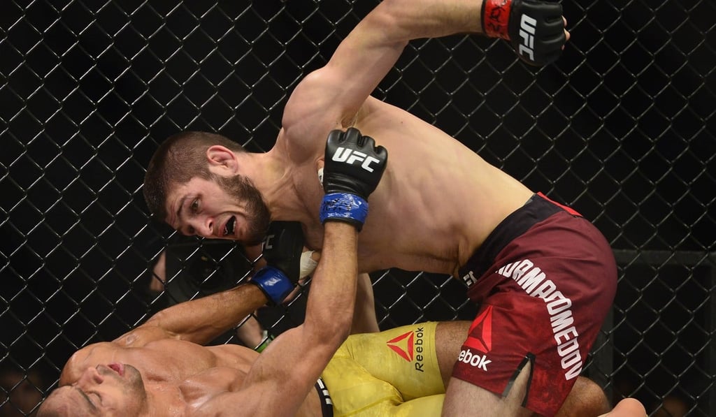 Khabib Nurmagomedov lands punches against Edson Barboza during UFC 219. Photo: USA Today