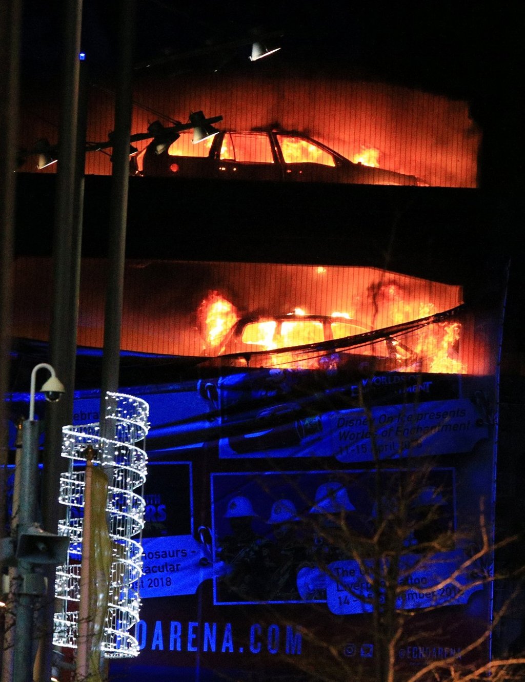 Police said all cars inside the multi-storey Kings Dock car park, which has a capacity of 1,600 vehicles, had been destroyed. Photo: Reuters