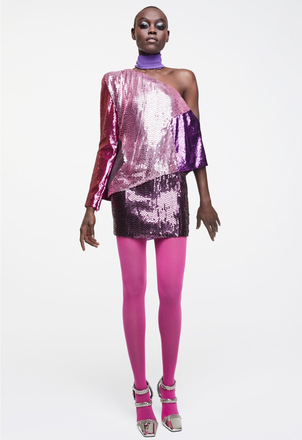 Tom Ford’s sequin-embroidered off-the-shoulder dress.
