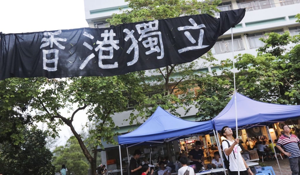 Pro-independence banners on the Chinese University campus triggered heated debates citywide. Photo: Felix Wong