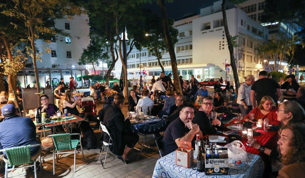 Sai Kung residents gathered in November 2016 to protest what they considered heavy-handed tactics by the FEHD in prohibiting local restaurants from providing alfresco dining. Photo: Nora Tam