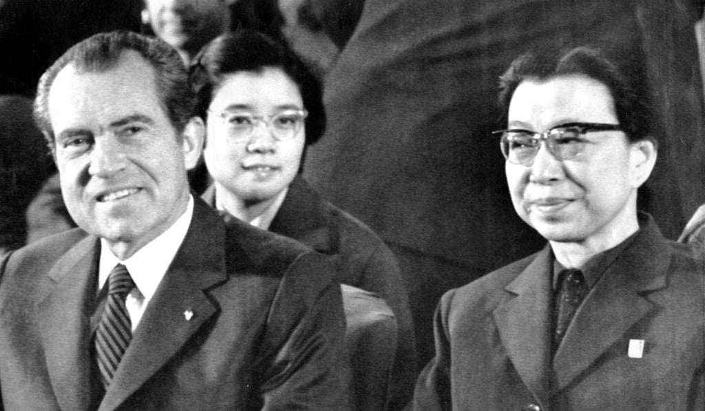 US President Richard Nixon sits with Mao's late wife Jiang Qing during the performance in China in February 1972, Beijing. Photo: Reuters