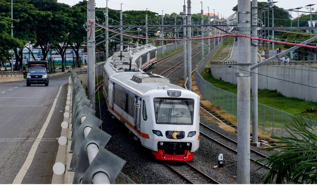 Jakarta launched the first train connecting its international airport to the city centre on Tuesday. Photo: AFP Jakarta launched the first train connecting its international airport to the city centre on Tuesday. Photo: AFP