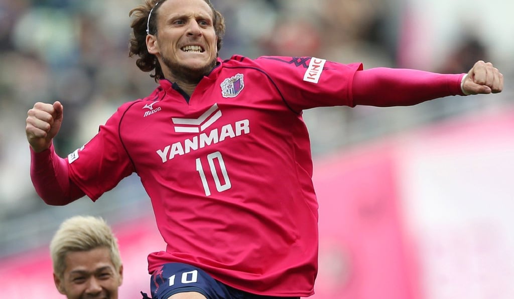 Cerezo Osaka forward Diego Forlan celebrates his goal against Gamba Osaka at J-League's Osaka derby in 2014. Photo: AFP