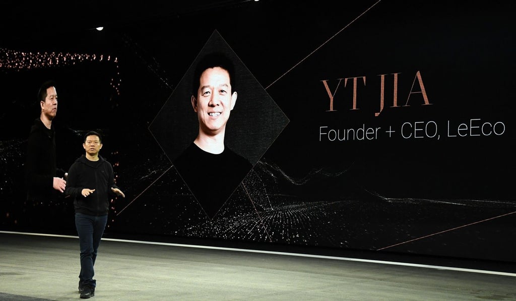LeEco founder Jia Yueting unveils Faraday Future’s FF91 prototype electric cross at CES2017 in Las Vegas. Photo: AFP