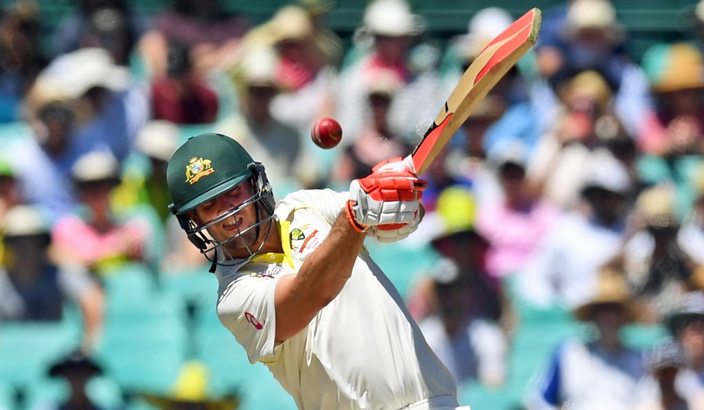 Mitch Marsh hits out on his way to a hundred. Photo: AFP