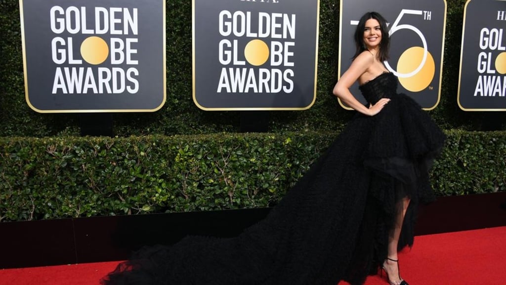 Kendall Jenner arrives for the 75th Golden Globe Awards on Sunday in Beverly Hills, California. Photo: AFP