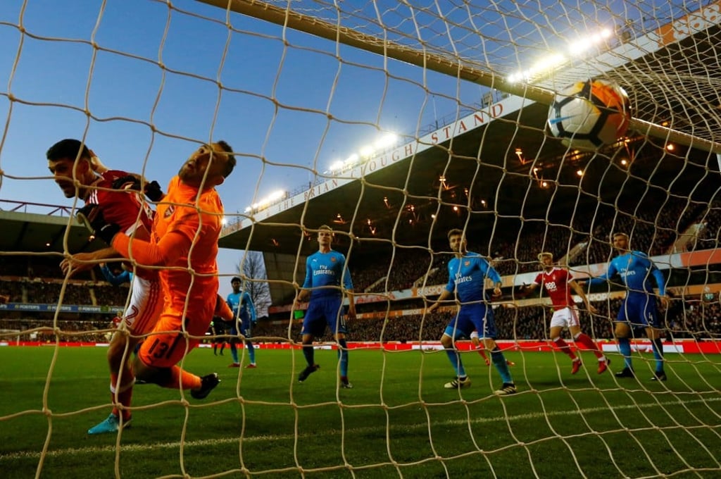 Nottingham Forest’s Eric Lichaj scores as the Championship side dump the holders out of the FA Cup. Photo: Reuters