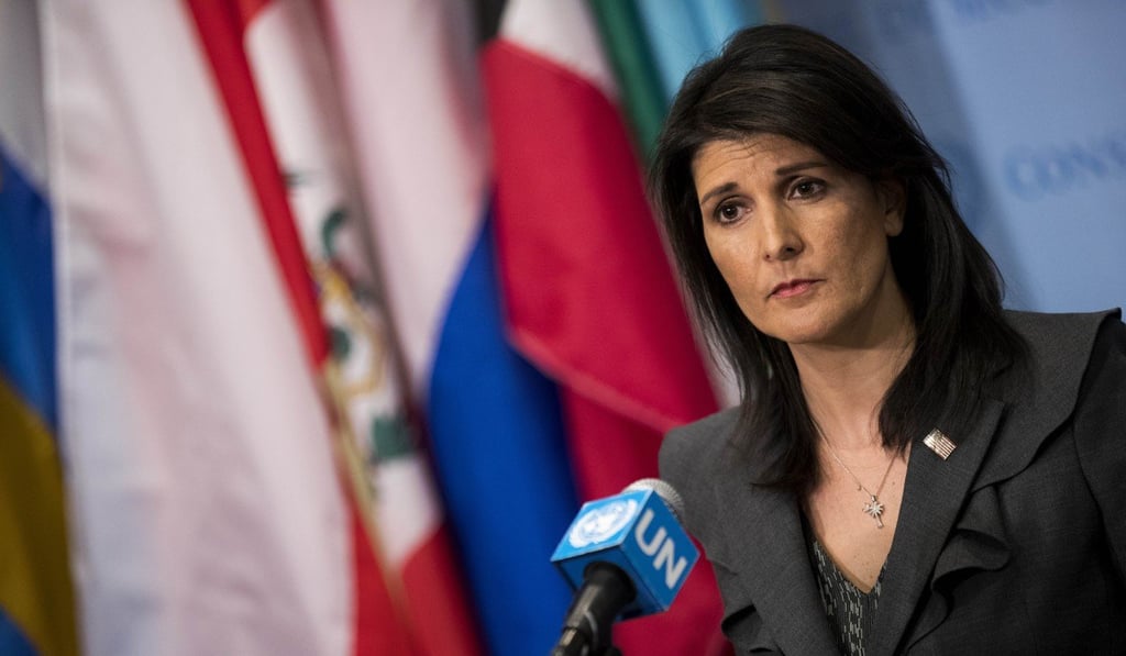 US Ambassador to the United Nations Nikki Haley speaks at United Nations headquarters, discussing protests in Iran. Photo: AFP