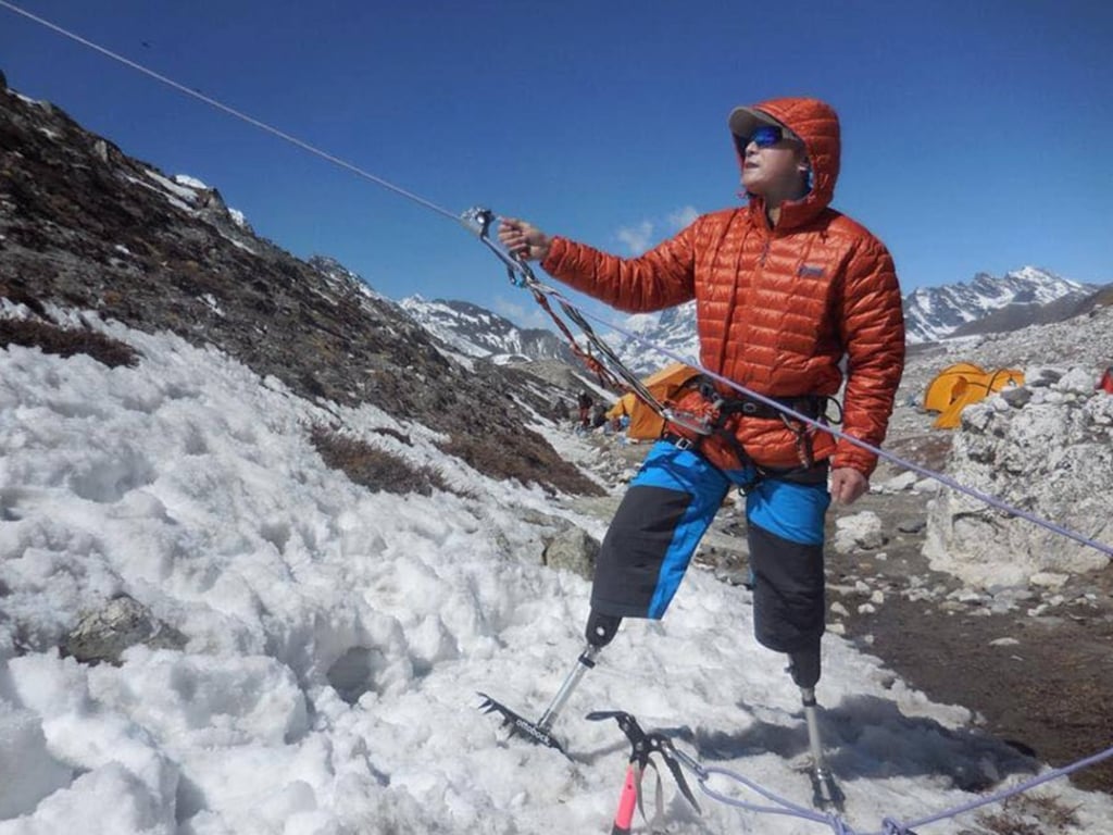 Amputee Xia Boyu from Chongqing has attempted Everest four times, despite losing his legs as a result of his first expedition in 1975. Photo: Facebook