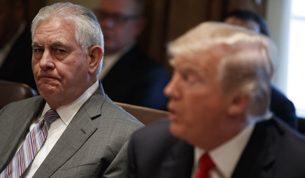 US Secretary of State Rex Tillerson (left) listens to US President Donald Trump speak during a cabinet meeting at the White House on January 10. Photo: AP