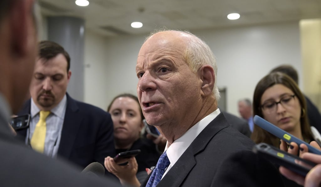 Senator Ben Cardin speaks to reporters on Capitol Hill in Washington in April. Cardin released the report, which warns of intensifying Russian interference in Europe and the US. File photo: AP