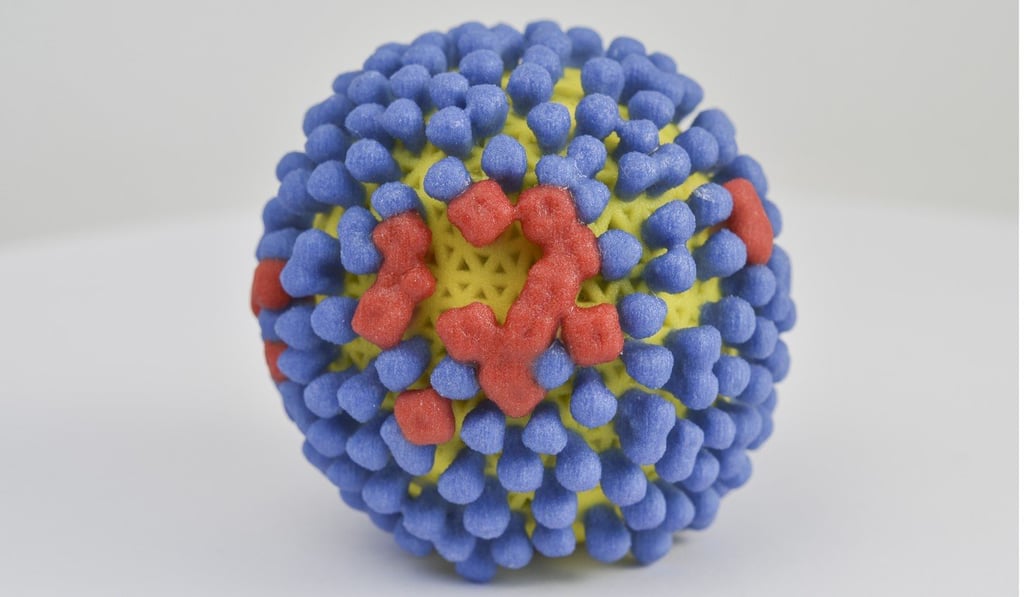 A 3D printout of the influenza virus. Photo: US National Institutes of Health