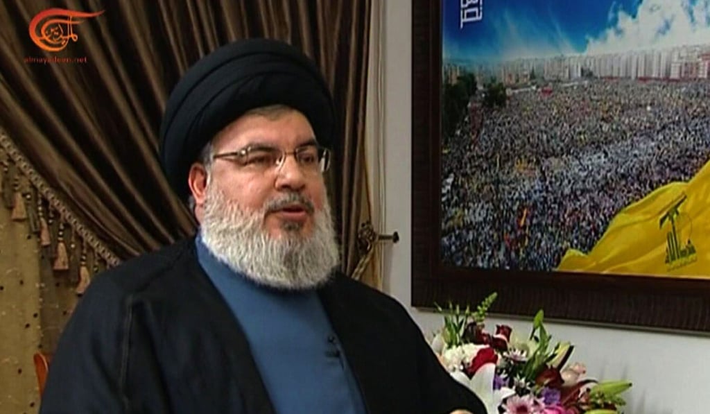 Hassan Nasrallah, the head of Hezbollah - which is regarded by the US as a terrorist organisation - is seen in an interview at an unknown location in Lebanon on January 3.. Photo: AFP