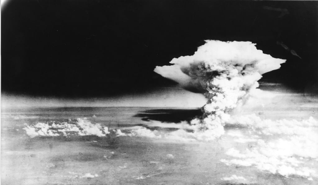 The mushroom cloud of the atomic bomb the United State dropped over the city of Hiroshima, killing tens of thousands of people. Photo: handout
