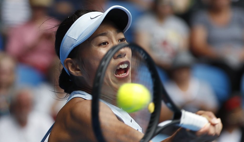 Zhang Shuai of China returns the ball to Sloane Stephens in the Australian Open first round match. Photo: Reuters