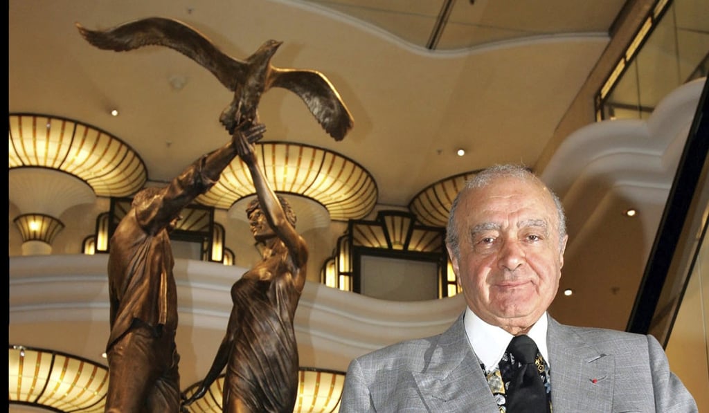 Mohamed Al Fayed commissioned the bronze statue, which shows his son and Diana holding hands and releasing a bird, after they were killed in a Paris car crash in 1997. File photo: AP