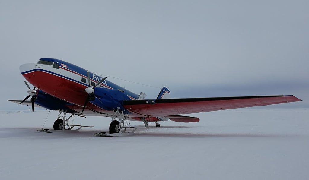 The group flew from the Novolazarevskaya Station to the South Pole in a Basler DC-3. Photo: Pavel Toropov
