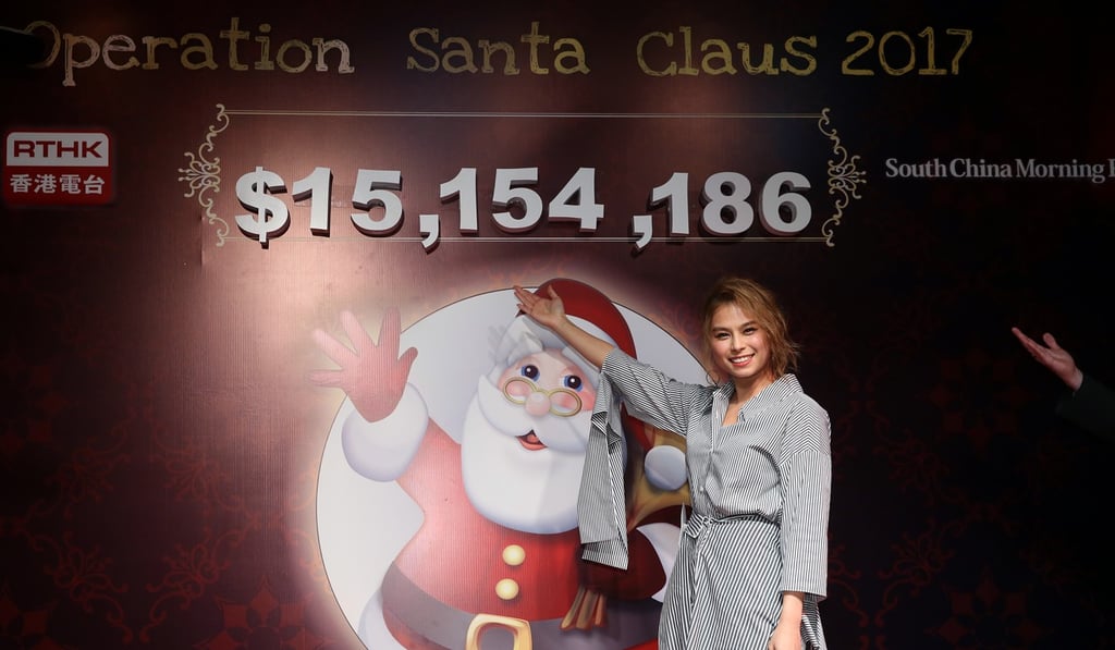 Operation Santa Claus 2017 Ambassador Gin Lee at the closing ceremony in Central. Photo: Sam Tsang