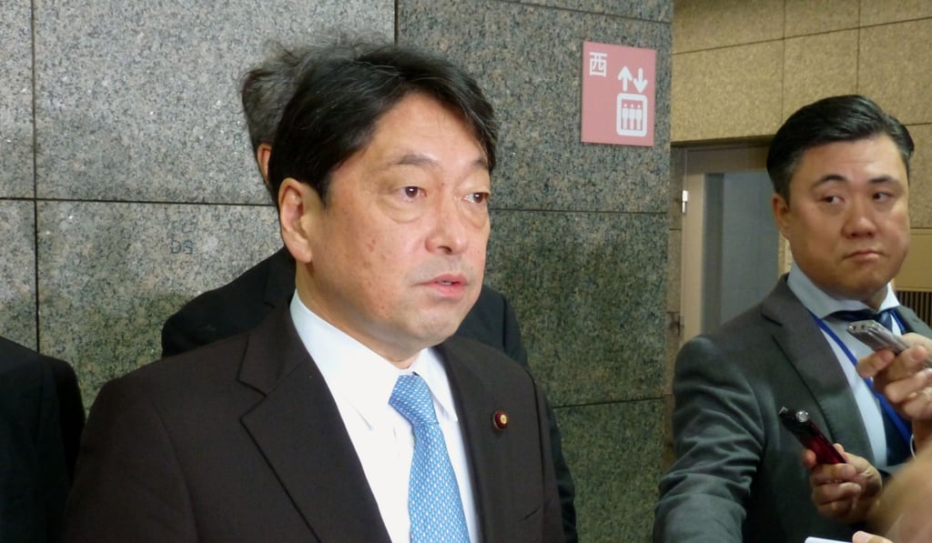 Japanese Defence Minister Itsunori Onodera says video footage proves the US broke it promise not to fly helicopters over an Okinawa school. Photo: Kyodo Japanese Defence Minister Itsunori Onodera says video footage proves the US broke it promise not to fly helicopters over an Okinawa school. Photo: Kyodo