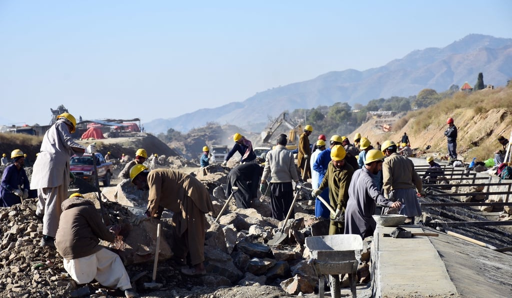 Labourers work at a Belt and Road Initiative site in Pakistan. Photo: AP