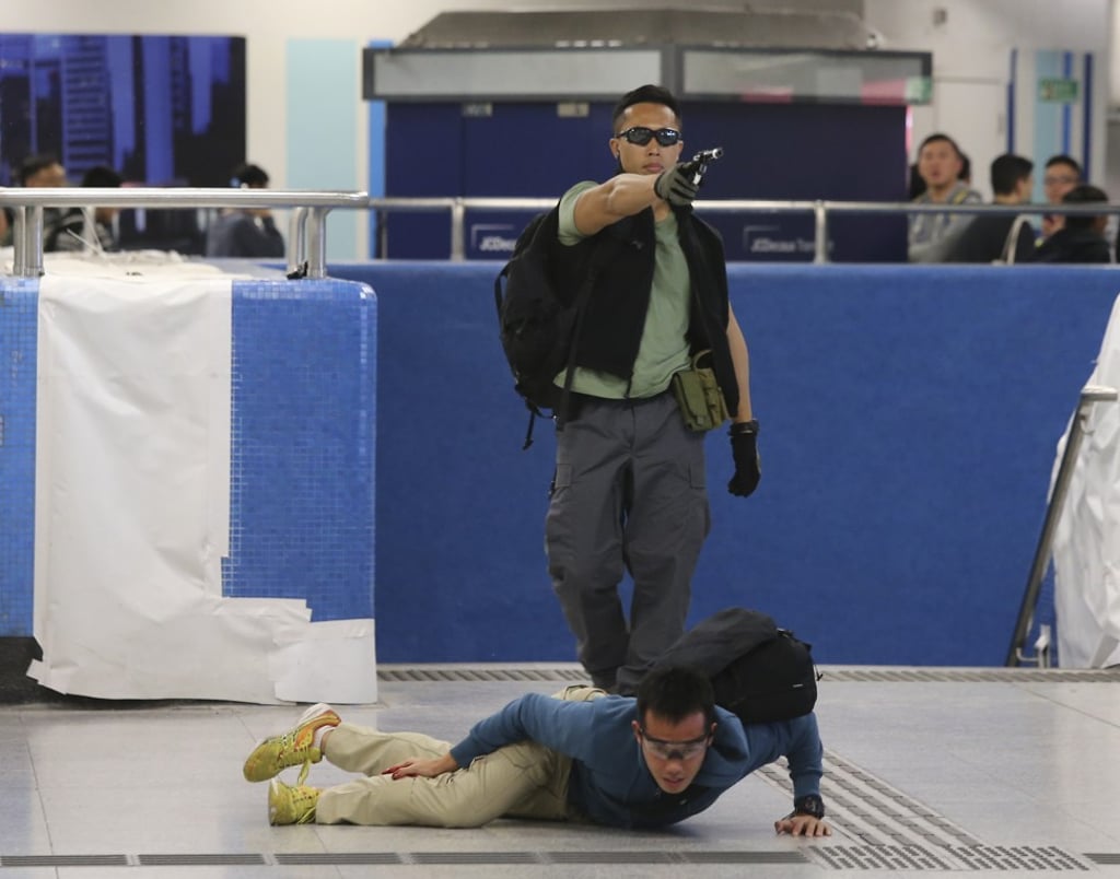 As part of the drill, officers had to deal with two gunmen. Photo: Dickson Lee